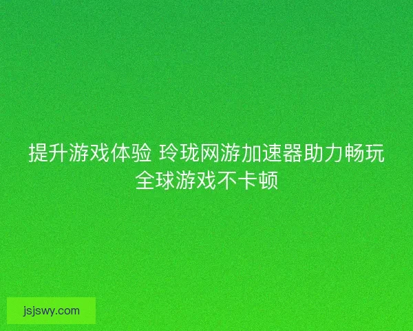 提升游戏体验 玲珑网游加速器助力畅玩全球游戏不卡顿
