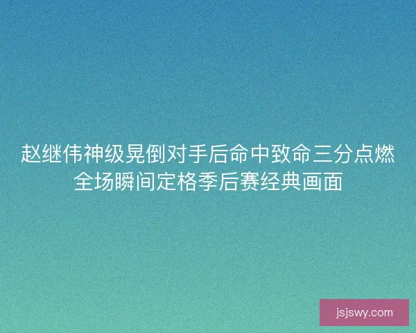 赵继伟神级晃倒对手后命中致命三分点燃全场瞬间定格季后赛经典画面