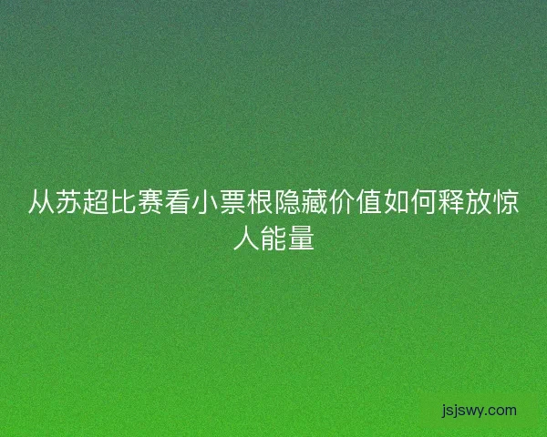 从苏超比赛看小票根隐藏价值如何释放惊人能量 从苏超比赛看小票根隐藏价值如何释放惊人能量
