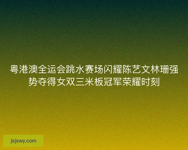 粤港澳全运会跳水赛场闪耀陈艺文林珊强势夺得女双三米板冠军荣耀时刻
