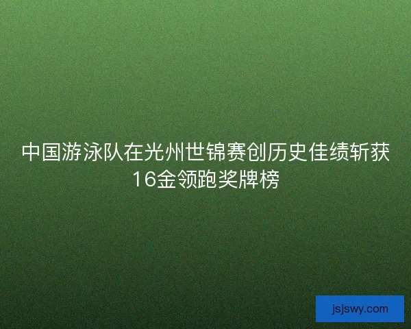 中国游泳队在光州世锦赛创历史佳绩斩获16金领跑奖牌榜 中国游泳队在光州世锦赛创历史佳绩斩获16金领跑奖牌榜